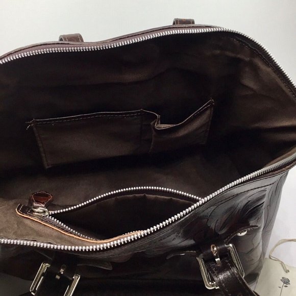 Fiori Di Firenze Womens Embossed Leather Purse Shoulder Satchel Handbag Italy - Picture 5 of 7